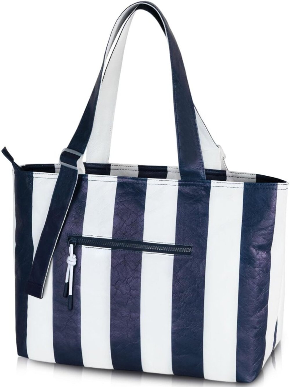 Women's Blue Stripes Pool Bags with Wet Compartment Lightweight Tote for Work